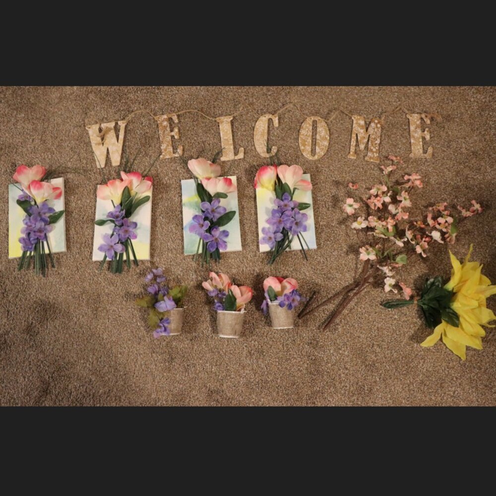 11-piece spring decor set, pastel colorful happy springtime decorations